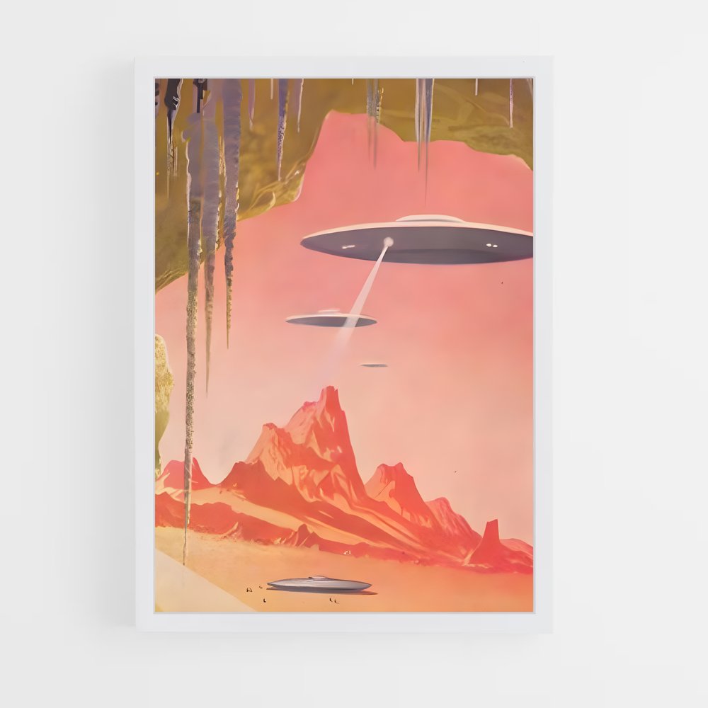Poster Soucoupes Volantes au Sommet – affiche Espace rétro (vue 3)